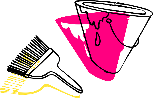 Line Art Paint, Brush, Paintbrush, Tool, Bucket, Line - พู่กัน Png (640x412)