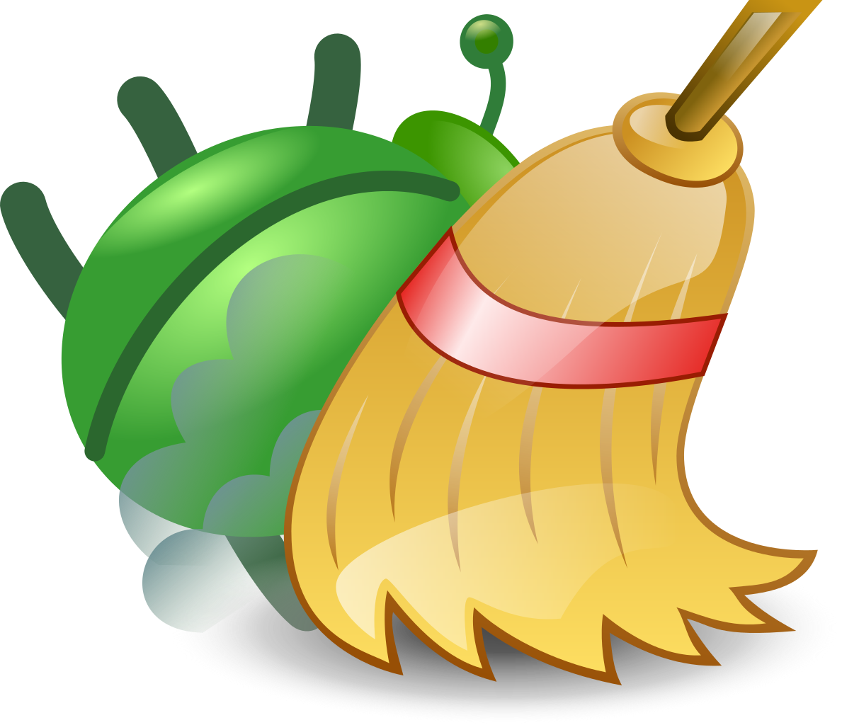 Green Bug And Broom - Broom Emoji Ios (1189x1024)