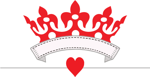 Crown With Hearts - Queen Of Hearts Logo (500x272)