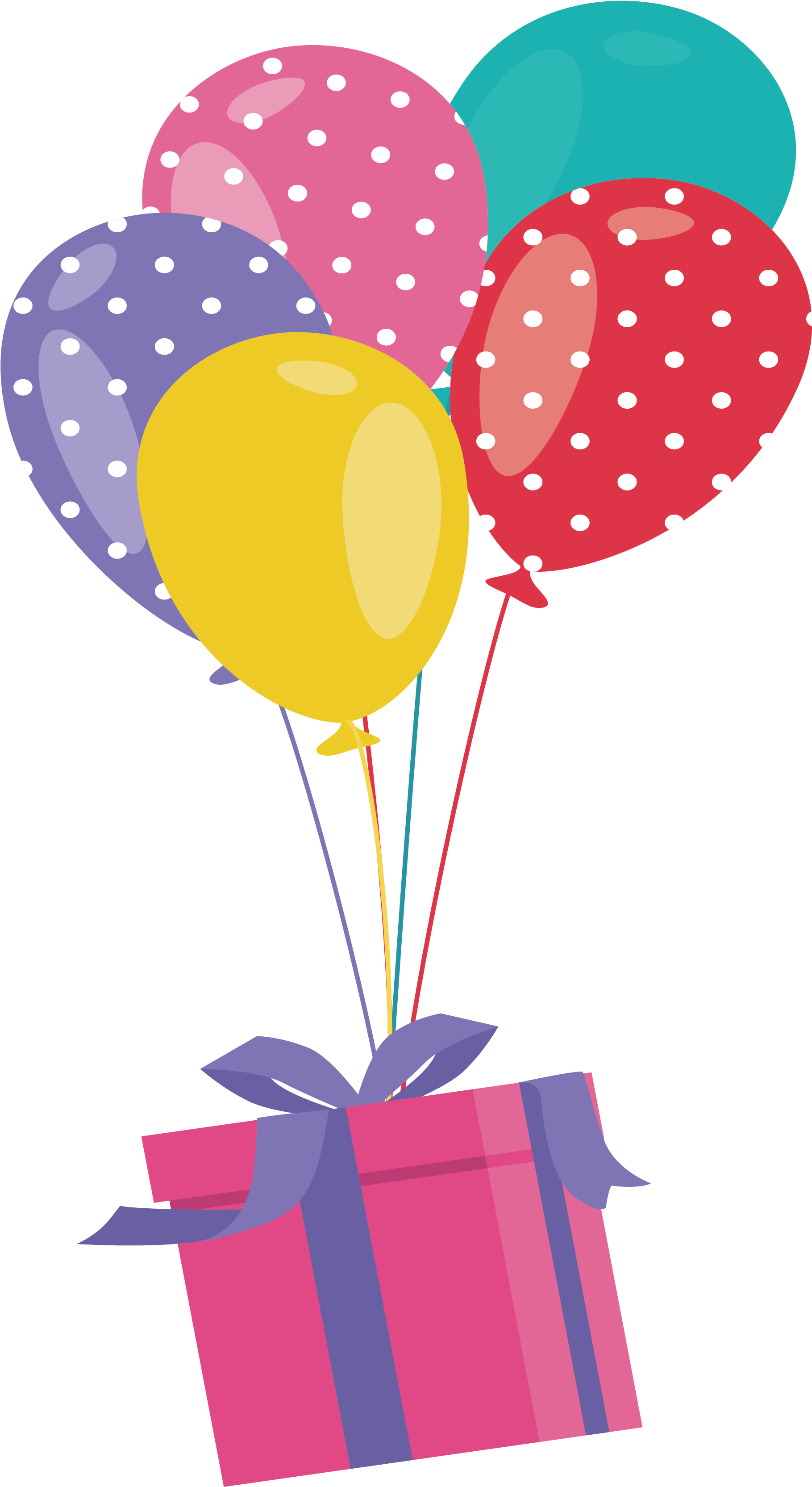 Balloon Gift Clip Art - Gift With Balloon Clip Art (1925x3410)