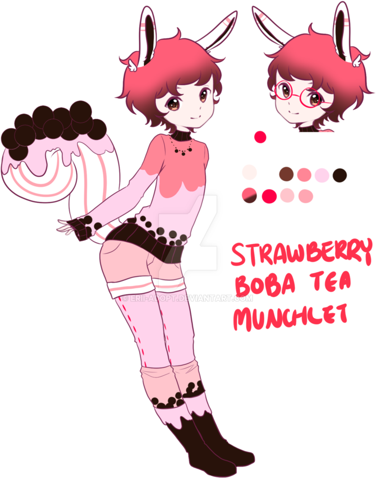 Strawberry Boba Tea Munchlet Ota Closed By Erii-adopt - Strawberry Boba Tea Munchlet Ota Closed By Erii-adopt (788x1013)