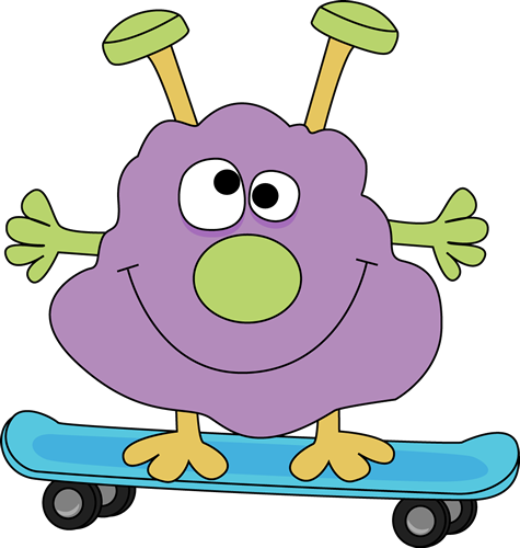 Monster On A Skateboard Clip Art - Monster On A Skateboard (475x500)