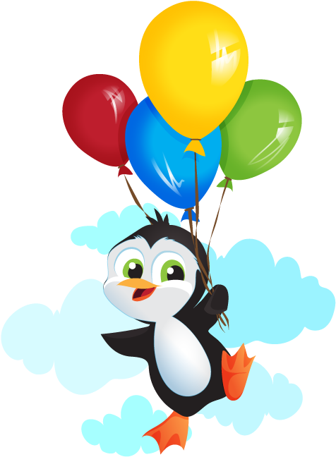 Balloon Clipart Penguin - Animales Animados Con Globos (540x741)