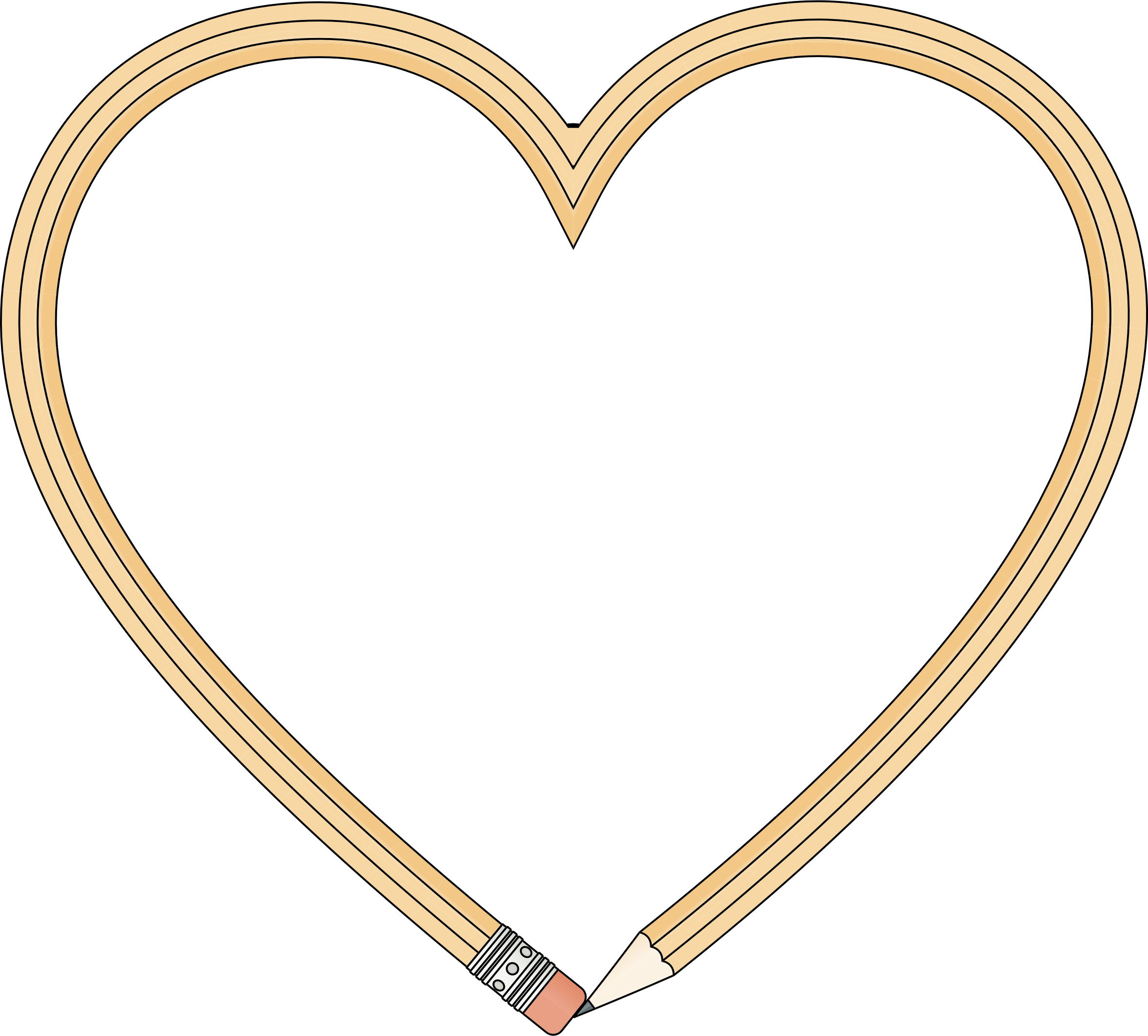 Pencil Clipart Heart - Portable Network Graphics (2352x2124)