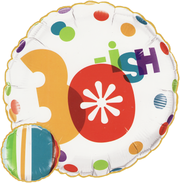 "30-ish" Birthday 18" Round Foil Balloon - 18" 30-ish Foil Balloon - Mylar Balloons Foil (372x378)