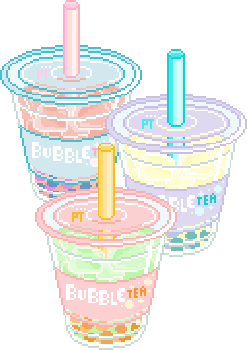 “ Bubble Tea Time ｡・ﾟ Oﾟ ” - Kawaii Bubble Tea Gif (540x738)