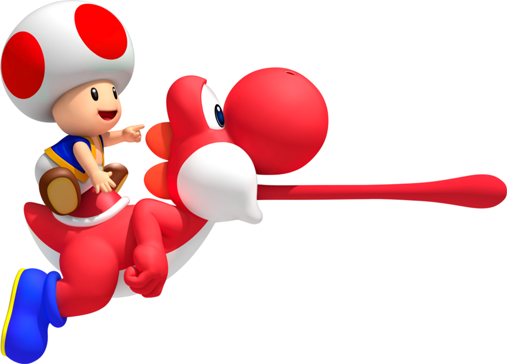 Red Toad On Red Yoshi - New Super Mario Bros Wii (1024x735)