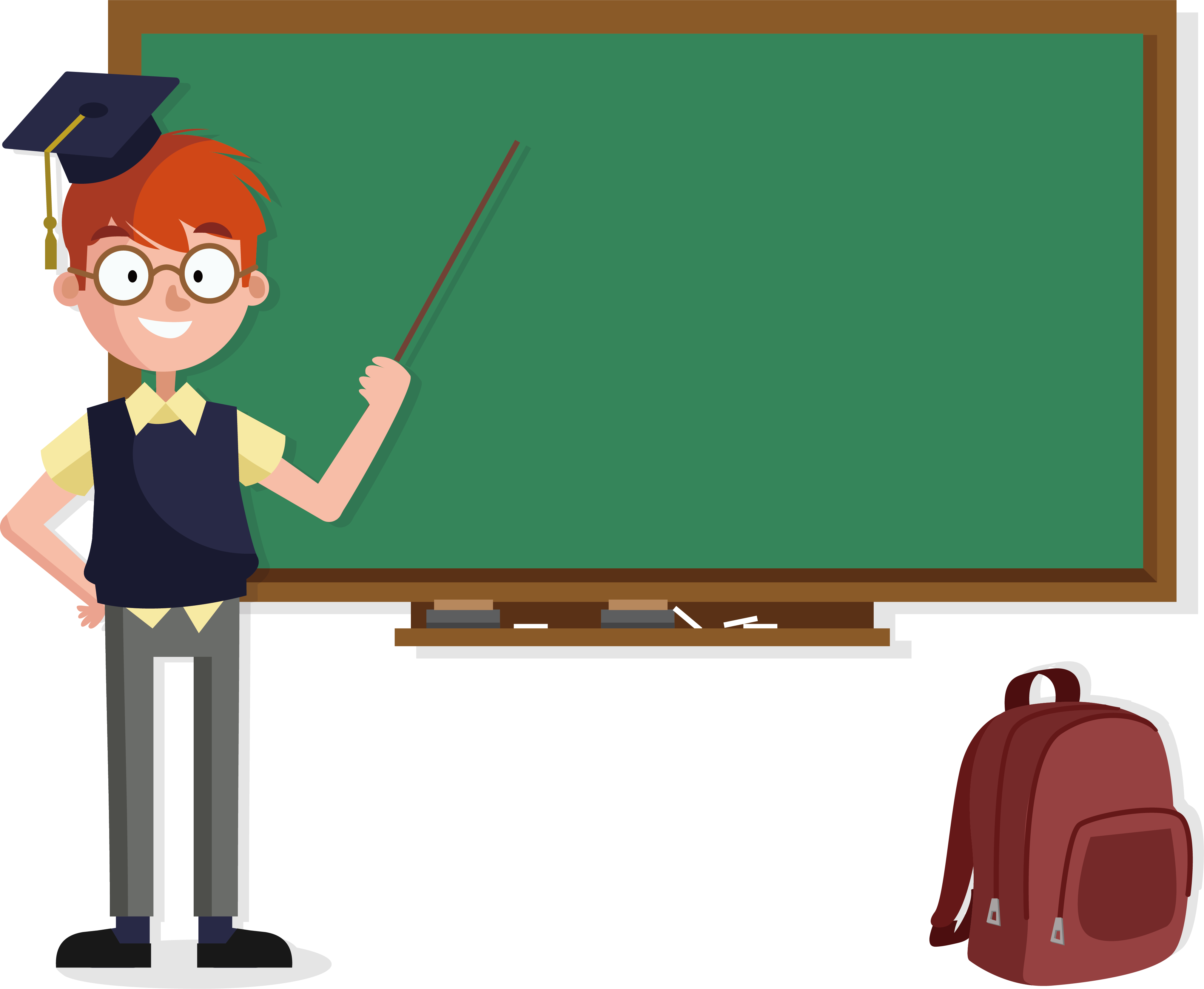 Student Teacher Blackboard School - Cartoon Teacher With Blackboard (4035x3315)