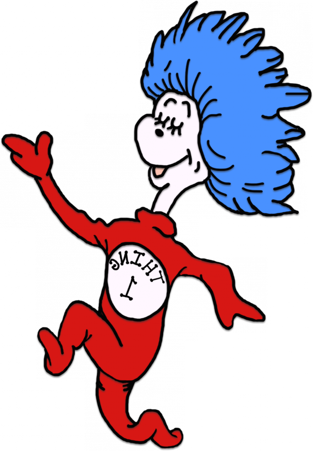 Dr Seuss Cat In The Hat Clip - Thing 1 And Thing 2 Svg File (640x920)