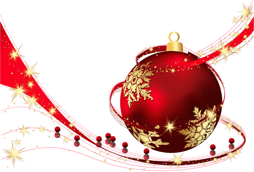 Red Transparent Christmas Ball Png Clipart - Boule Et Guirlande De Noel (890x604)