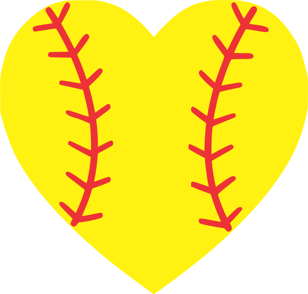 Softball Heart - Baseball Softball Heart Clipart (600x571)