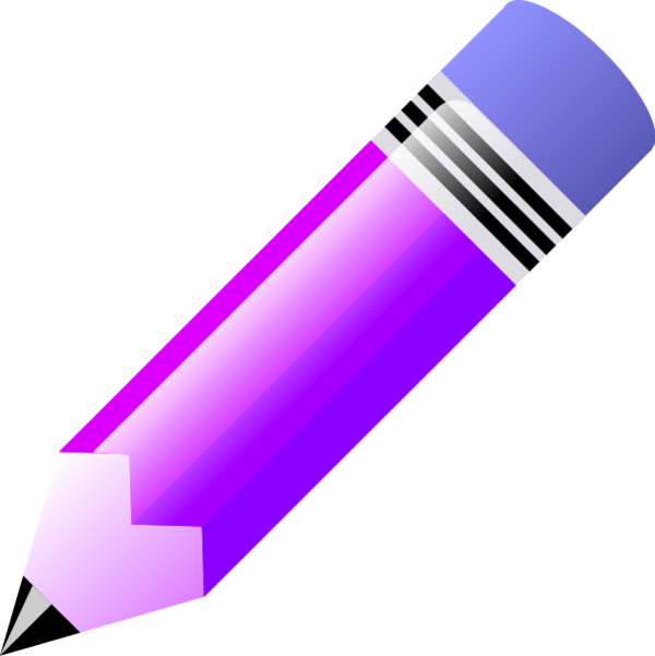 Pencil Clipart Transparent Background - Purple Pencil Clipart (600x601)