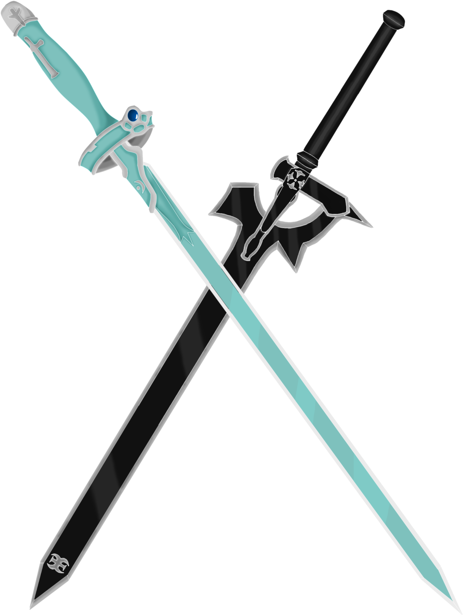 28 Collection Of Kirito Sword Dark Repulser Drawing - Kirito And Asuna Swords (1024x1311)