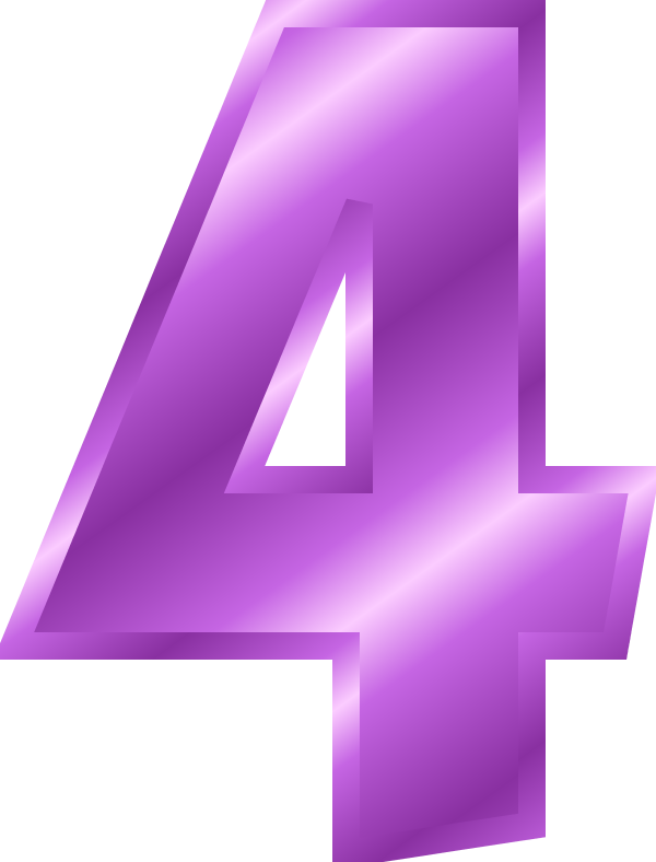 Purple Clipart Number 4 - Pink Number 4 Png (600x788)