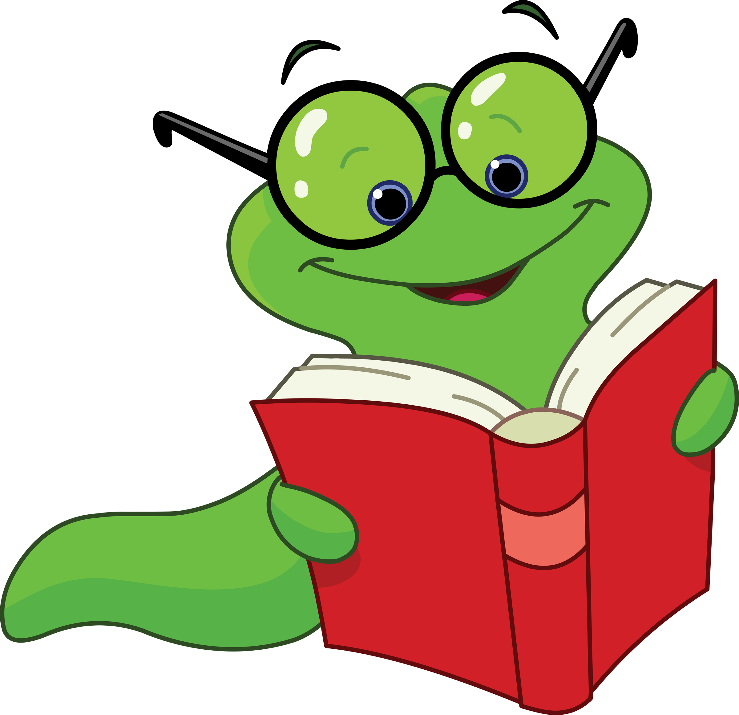 Reading Program - Book Worm Clip Art (2400x2320)