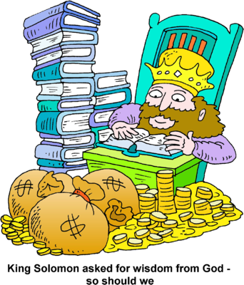 King Solomon With A Pile Of Money And A Stack Of Books - King With Money Cartoon (342x400)