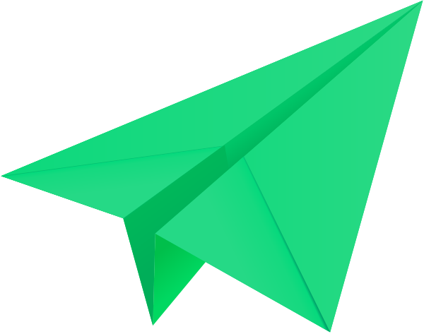 Green Paper Plane Png (600x473)