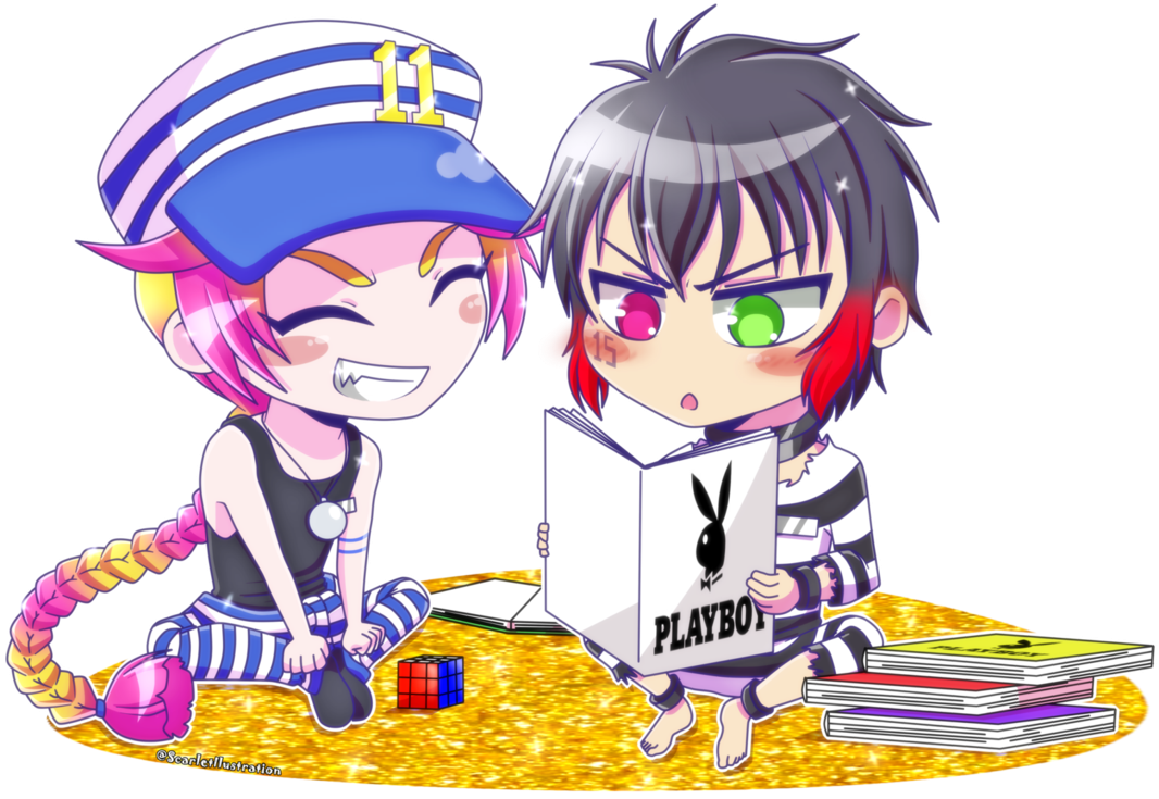 Nanbaka Uno And Jyugo By Scarletilustration - Nanbaka Jyugo Chibi (1087x734)