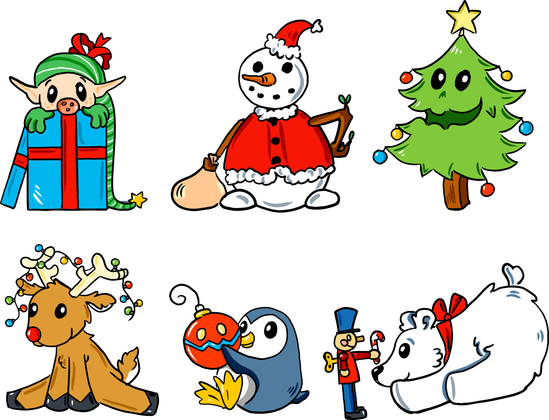 Christmas Tree Cartoon Snowman Clip Art - Christmas Tree Cartoon Snowman Clip Art (1851x1418)