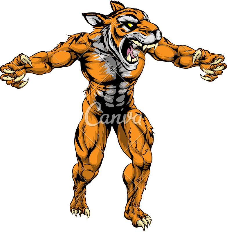 Tiger Scary Sports Mascot - Lion Head With Human Body (782x800)