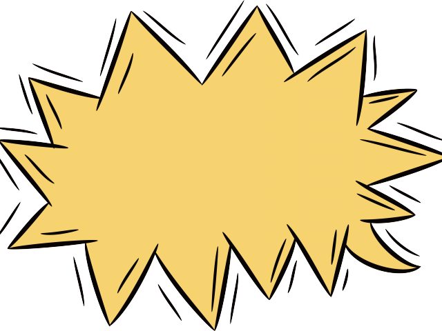 Explosion Clipart Line Art - Yellow (640x480)