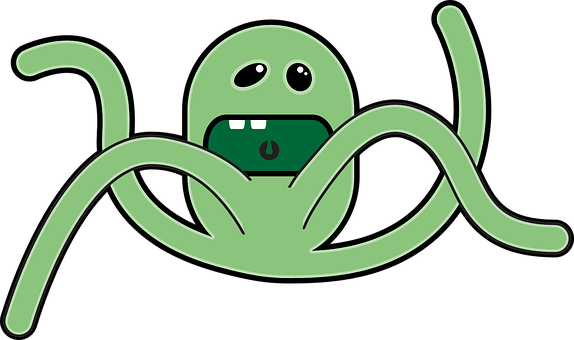 Octopus, Creatures, Sea, Scary, Green - Dibujos De Monstruos Animados (574x340)