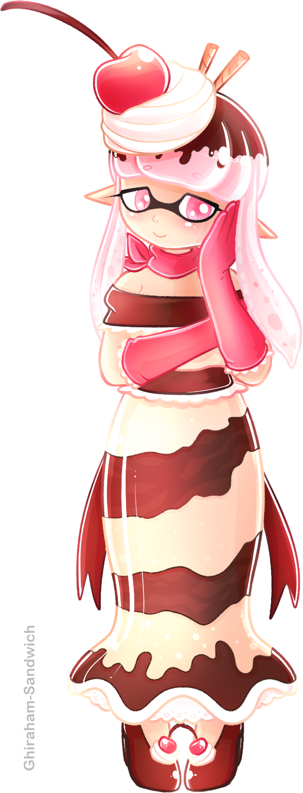 Ice Cream Sundae Inkling By Ghiraham-sandwich - Illustration (598x1565)
