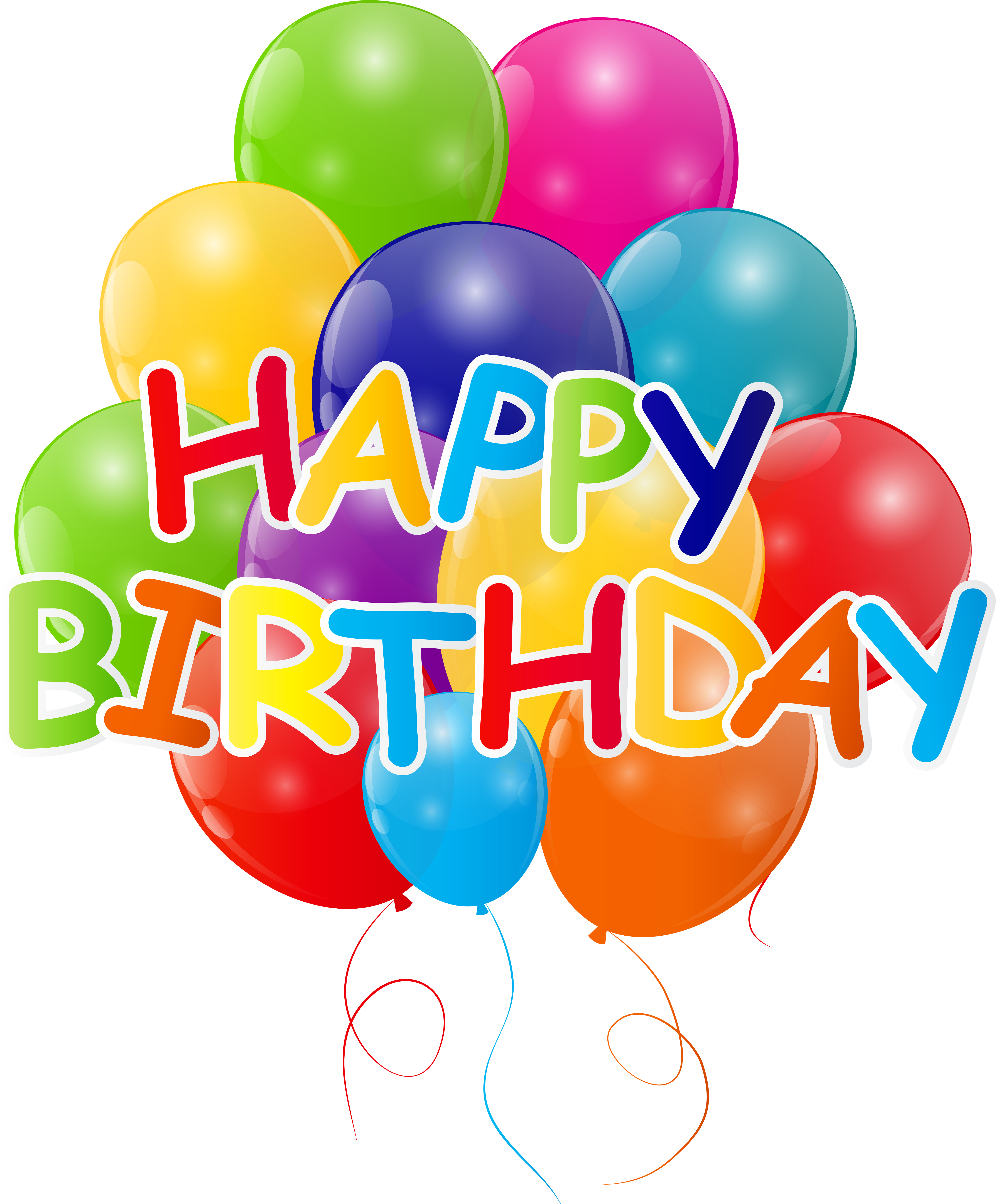 Happy Birthday With Bunch Of Balloons Png Clip Art - Happy Birthday Baloon Png Png (5789x7000)