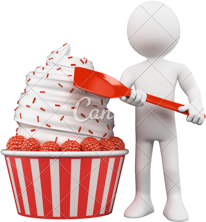 Ice Cream With Raspberries - 3d People Ice Cream (727x800)