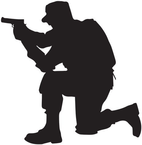 Soldier Kneel Aiming Silhouette - Soldier Silhouette Png (512x512)