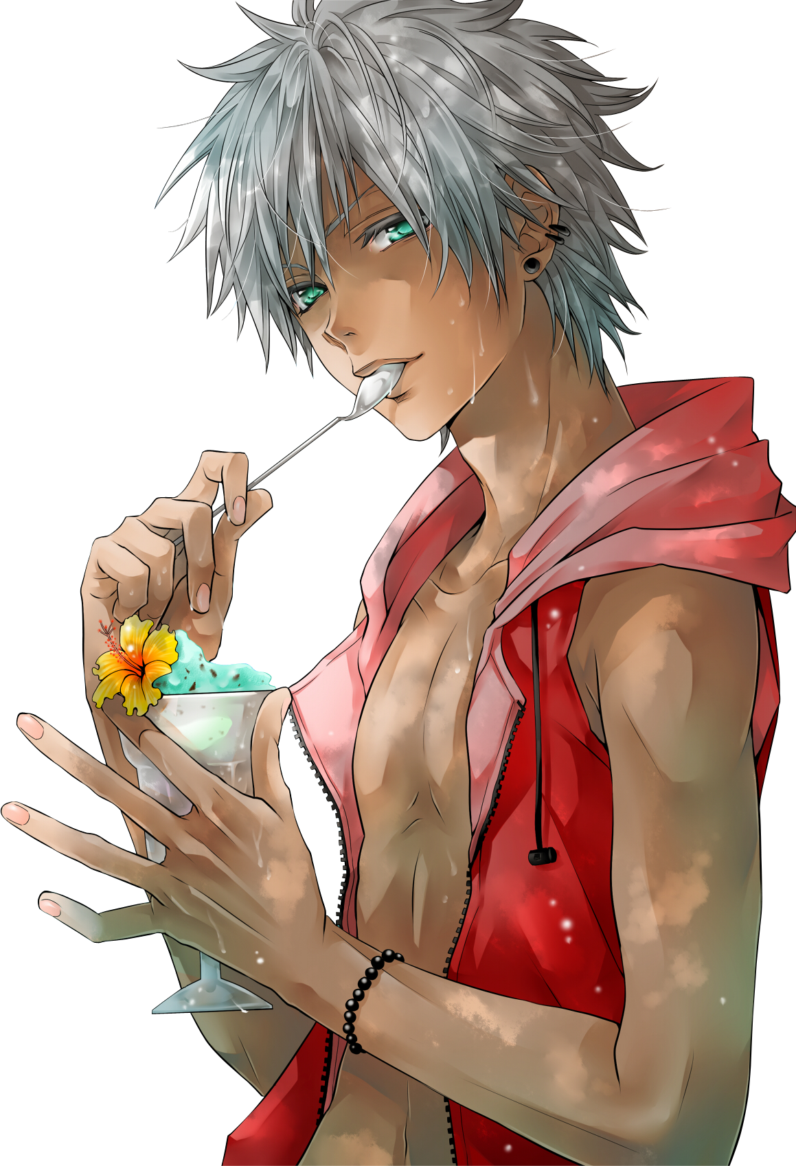 Boy Anime Eating Ice Cream - Hot Black Anime Guys (1159x1698)