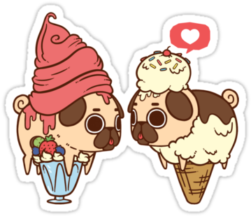 So Cute Pug - Puppy Ice Cream Art (375x360)