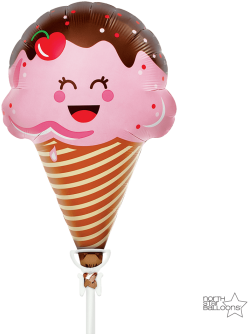 Cute Ice Cream Air Fill Foil Balloon 14" Balloons - 14" Airfill Self Sealing Balloon Cute Cone - Mylar (350x350)