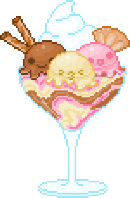 #pixel #ice Cream - Pixel Ice Cream Sundae Transparent (468x750)