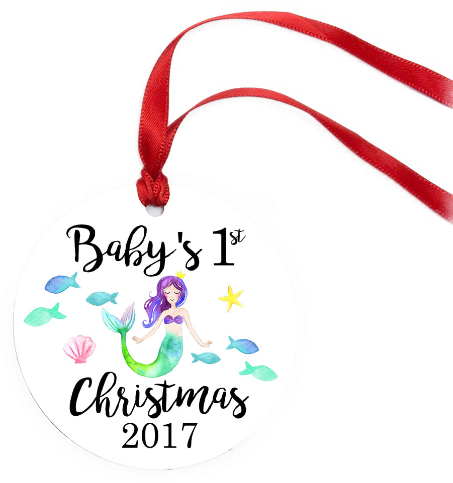 Mermaid Ornament Baby's First Christmas Christmas Gift - Frohe Weihnacht-u. Guten Rutsch Ins Neue Karte (961x961)