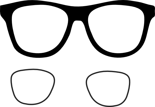 Black Eye Glasses Clip Art - Spek Mata Png (600x415)