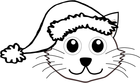 Vector Graphics Art Scalable Svg Clip Coloring Book - Christmas Cat Black And White (476x333)