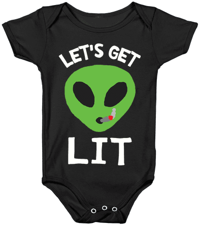 Let's Get Lit Alien Baby Onesy - Onesie (484x484)