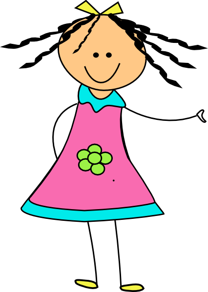 Clip Art Doll - Girl Stick Figure Flower (426x599)