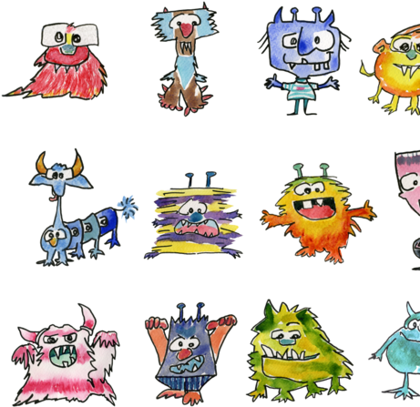 Funny Cute Cartoon Monsters Fabric By Lillyarts On - Monsters Cartoon Transparent Png (470x470)