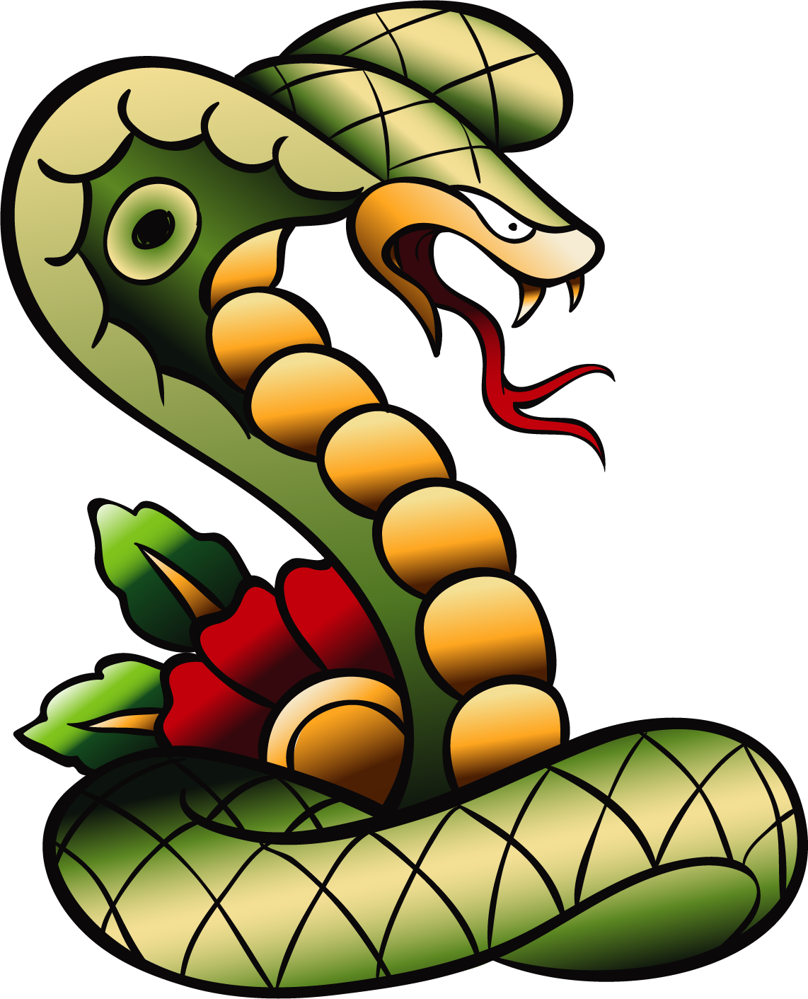 Snake Old School Flash Sleeve Tattoo - Old School Tattoo Snake (1142x1411)