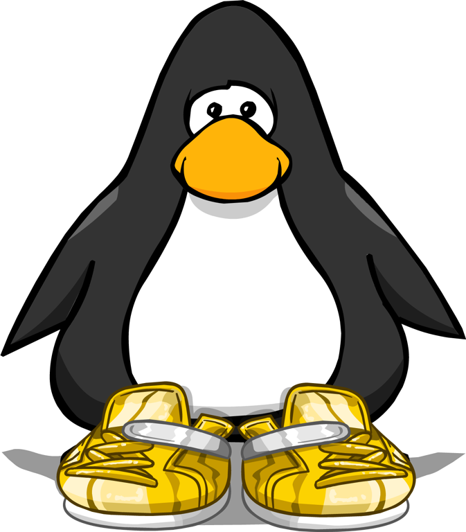 Gold Sneakers Pc - Club Penguin Unicycle (673x768)