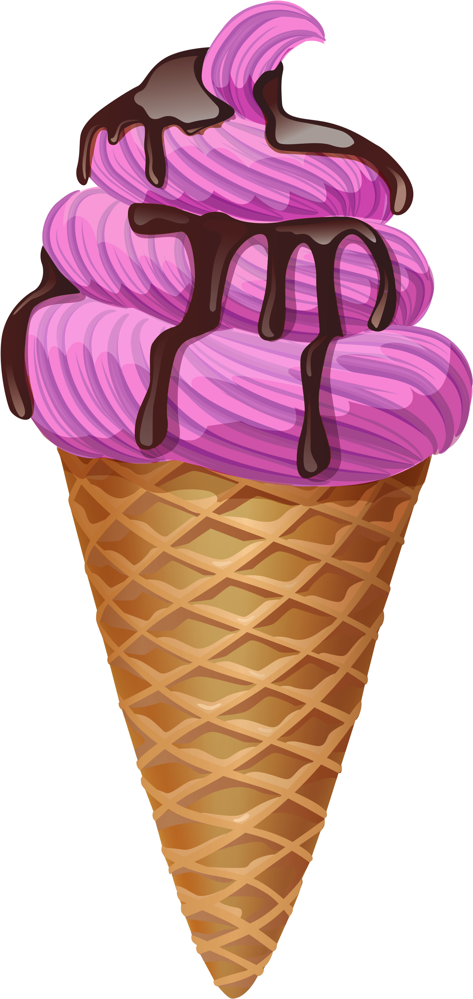 Transparent Pink Ice Cream Cone Picture - Ice Cream Cone Transparent (1715x3497)