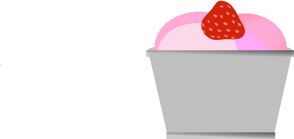 Strawberries And Ice Cream Clipart - Strawberry (600x330)