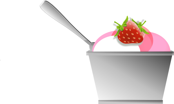 Bowl Clipart Strawberry - Ice Cream Cup Clipart (600x362)