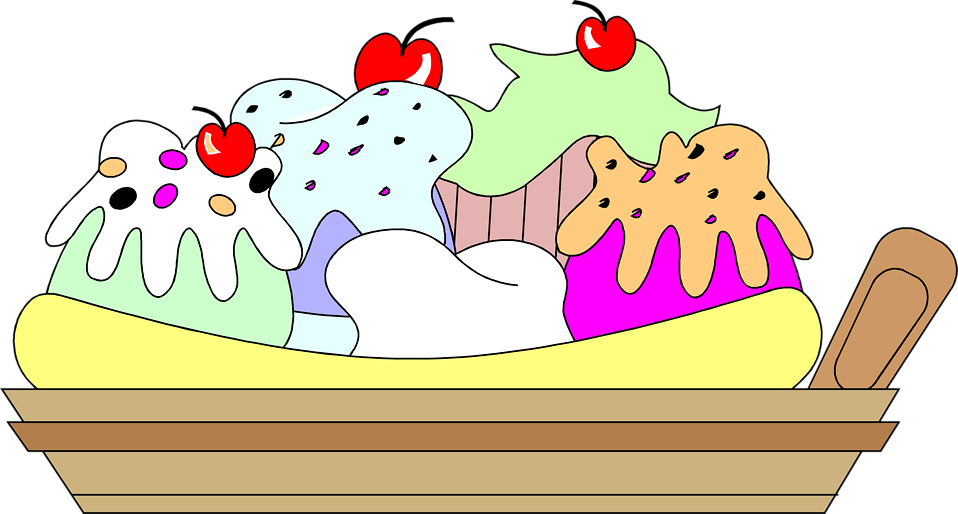 Cream Cone Banana Split Ice) - Banana Split Boat Clipart (958x514)