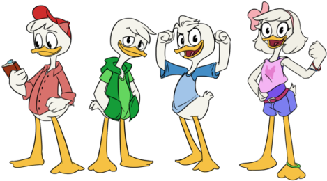 All Four Ducky Teens - Cartoon (500x295)