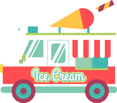 Pin Ice Cream Van Clipart - Marchand De Glace Dessin (374x329)