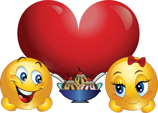 Ice Cream Lovers Smiley Emoticon Clipart - Smiley Ice Cream Png (512x366)