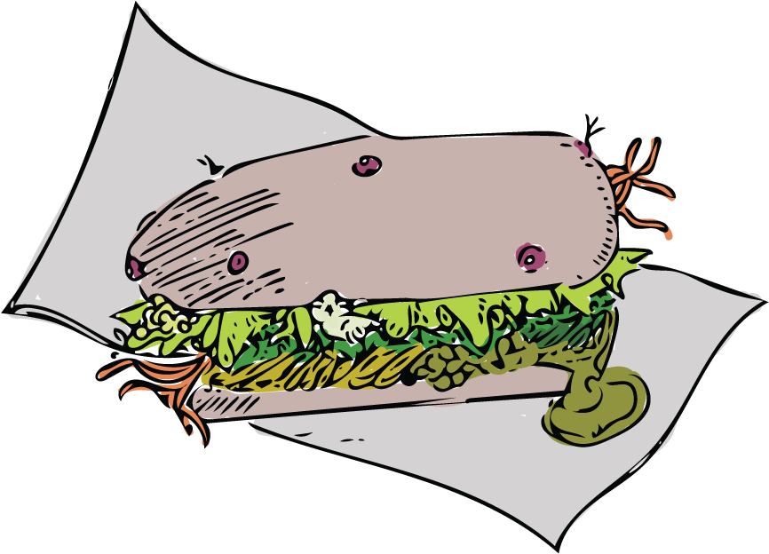 Gross Sandwich - Cartoon (879x628)